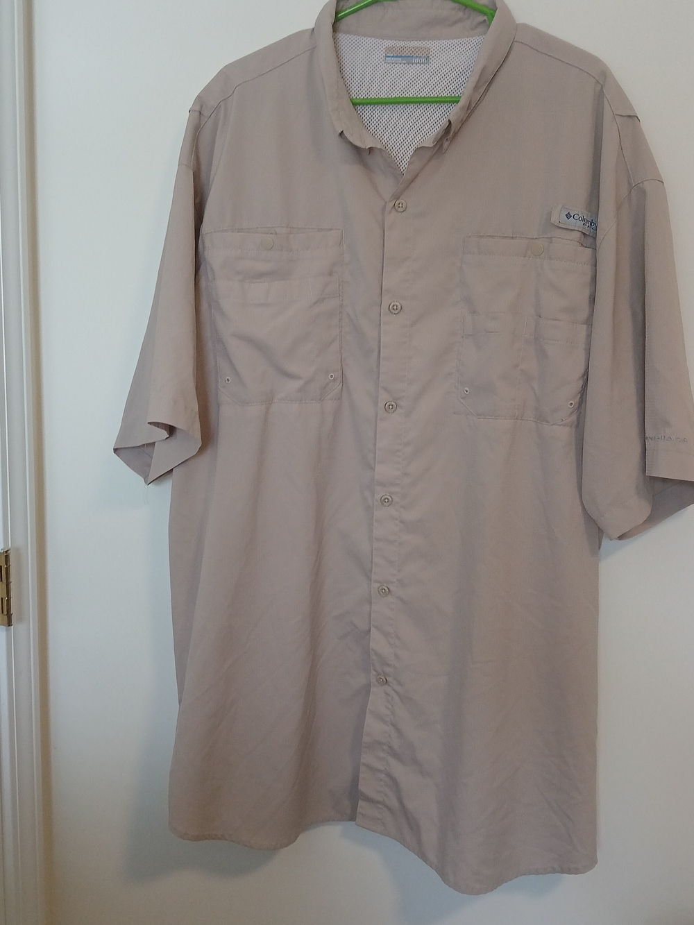 Columbia PFG Light Khaki PFG Short Sleeve Fishing Shirt 3XLT
